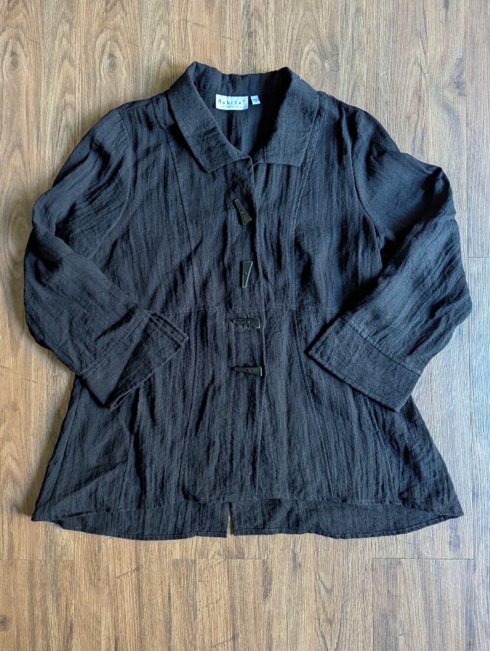 Habitat Women's Black Button-Front Tunic Top Blouse Sz S